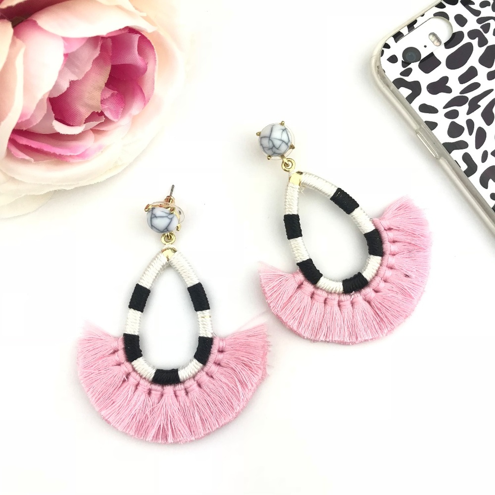 “Piper” Fringe Drop Statement Earrings